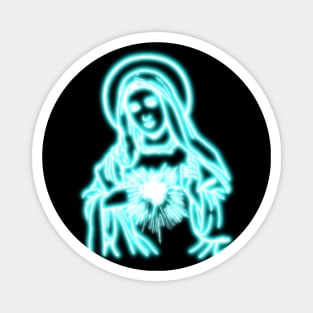 Blue Neon Virgin Mary Magnet